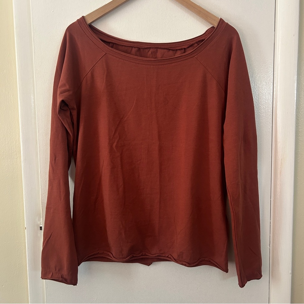 Pilcro Terracotta Off The Shoulder Long Sleeve Tee